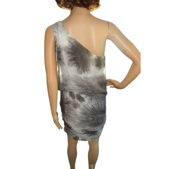 Max Studio 100% Silk Chiffon Abstract Asymmetrical Sheath Dress Women Size Small - Picture 3 of 6